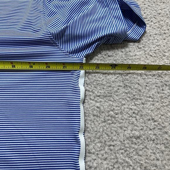 G Fore Polo Shirt Mens Large Blue Stripe Performance Stretch Golf Button - Picture 10 of 12